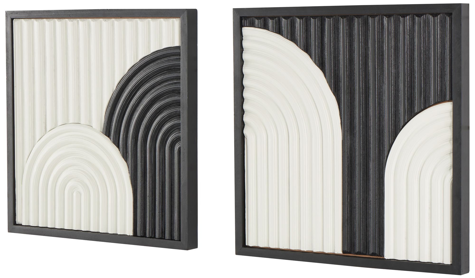 Image 6 White Wood Modern Wall Decor, S/2 16"W, 16"H more views