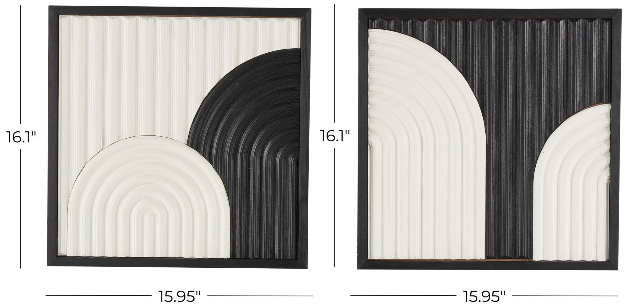 Image 7 White Wood Modern Wall Decor, S/2 16"W, 16"H more views