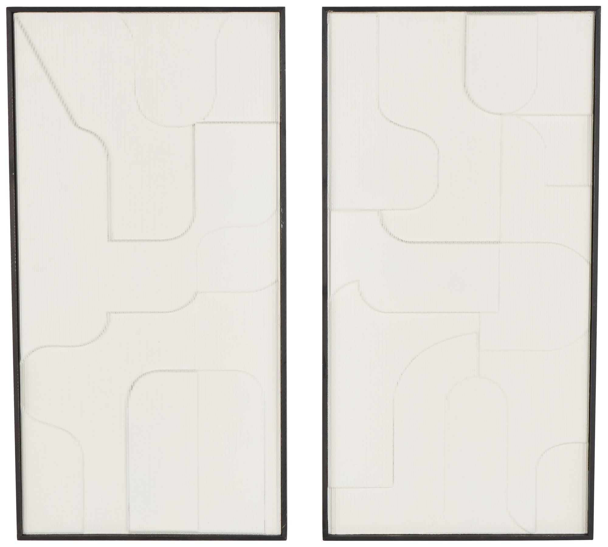 Image 2 White Wood Modern Wall Decor, S/2 17"W, 32"H