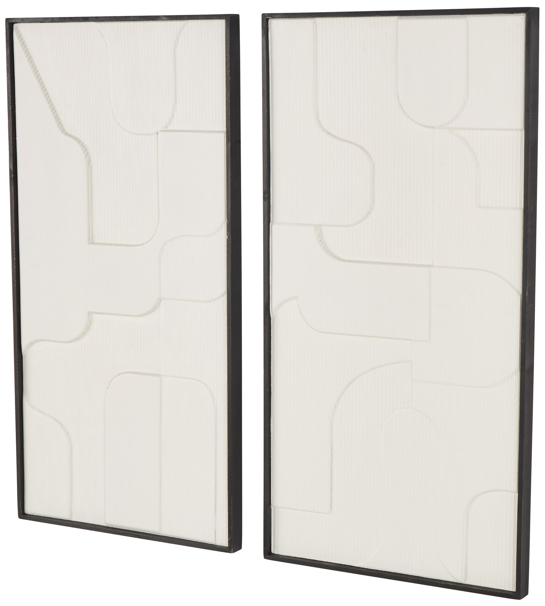 Image 6 White Wood Modern Wall Decor, S/2 17"W, 32"H more views