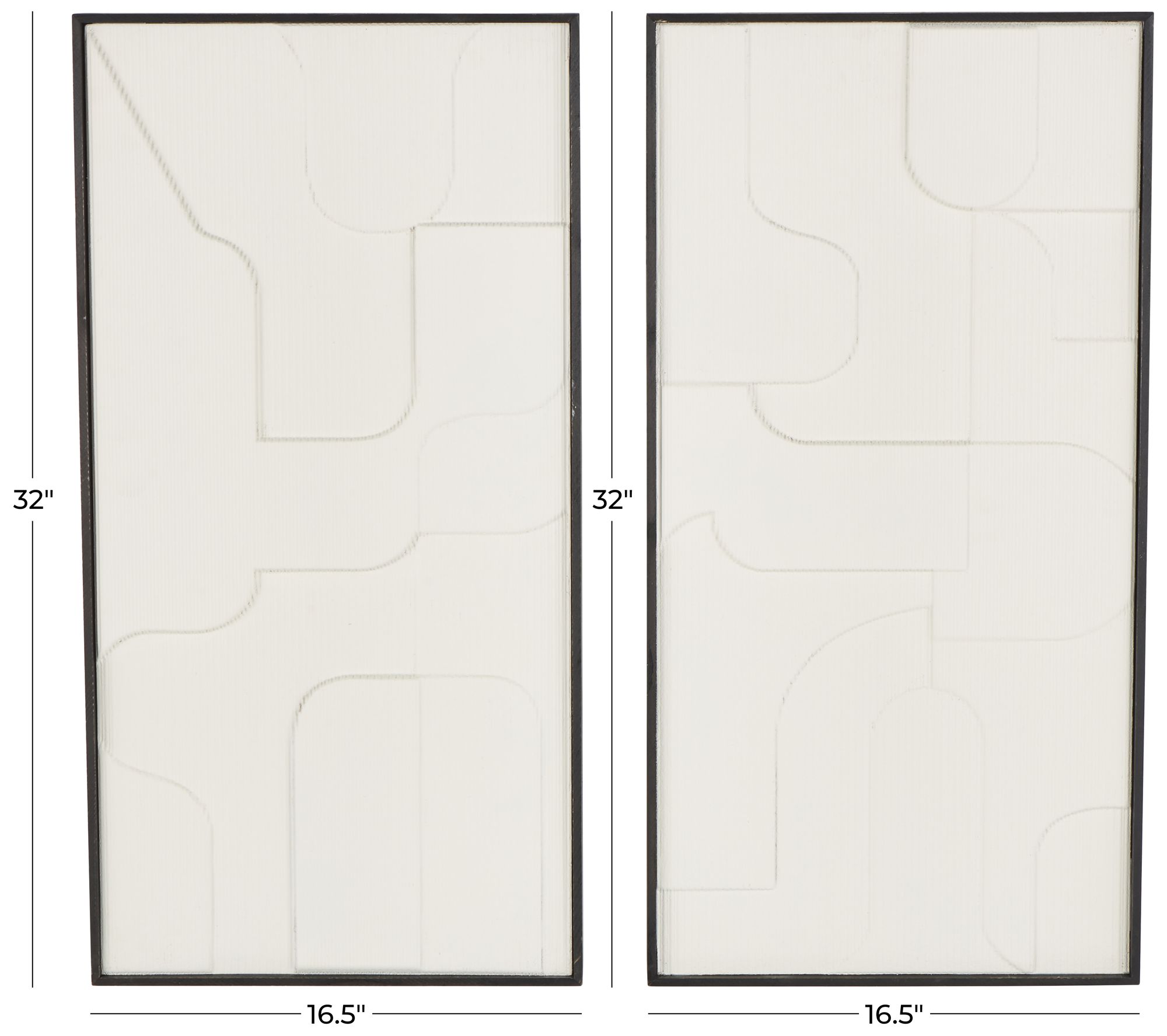 Image 7 White Wood Modern Wall Decor, S/2 17"W, 32"H more views