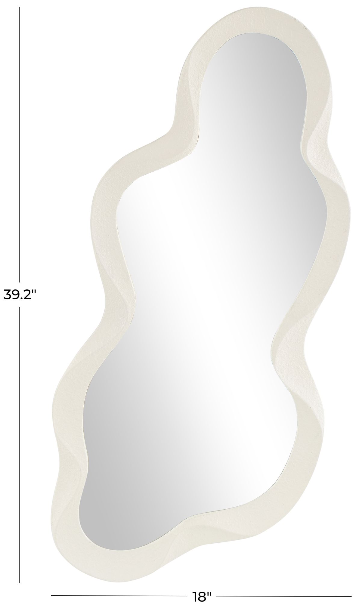 Image 7 White Wood Modern Wall Mirror, 18" x 1" x 39" more views