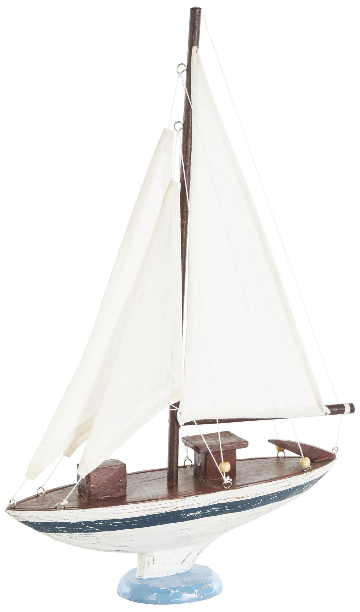 Image 2 White Wood Nautical Sculpture, 14" x 4" x 21"