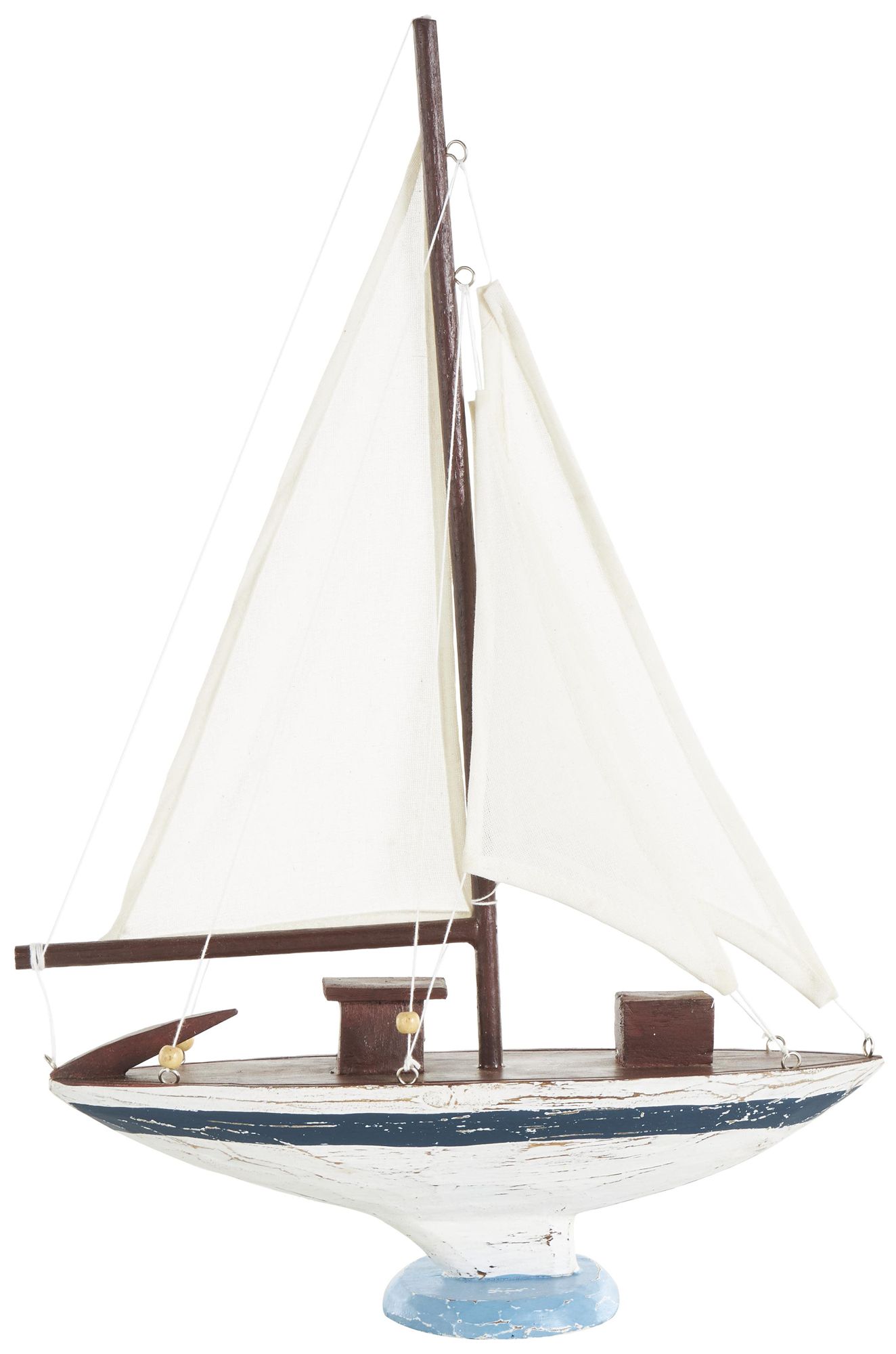 Image 5 White Wood Nautical Sculpture, 14" x 4" x 21" more views