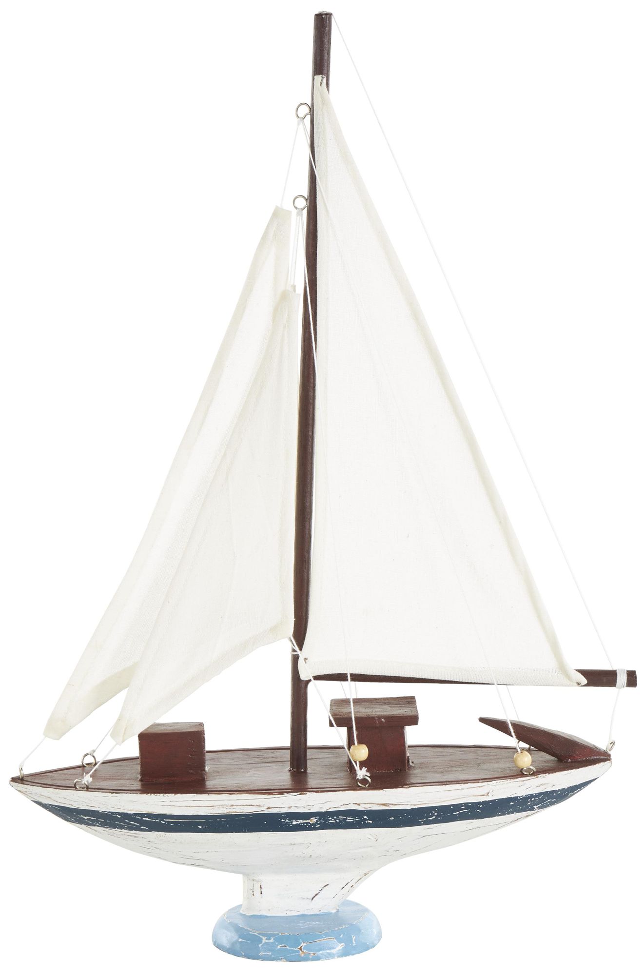 Image 6 White Wood Nautical Sculpture, 14" x 4" x 21" more views