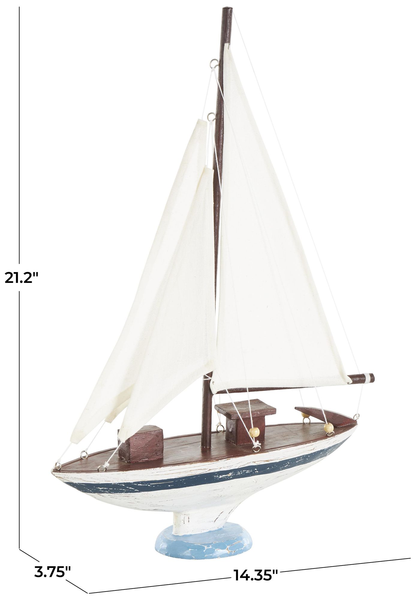 Image 7 White Wood Nautical Sculpture, 14" x 4" x 21" more views