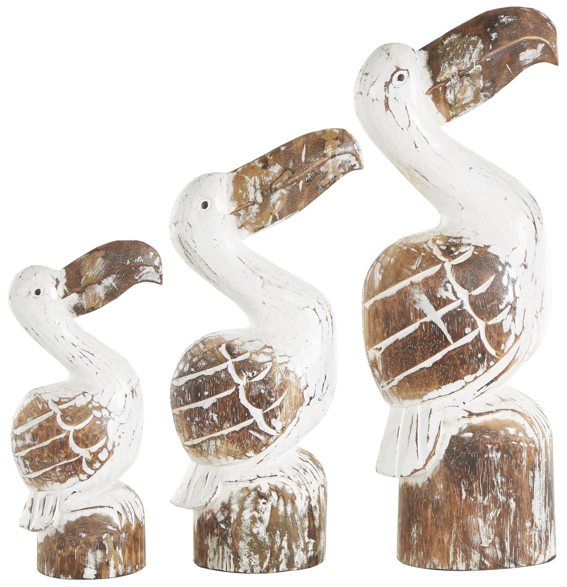 Image 2 White Wood Nautical Sculpture, S/3 20", 16", 12"H