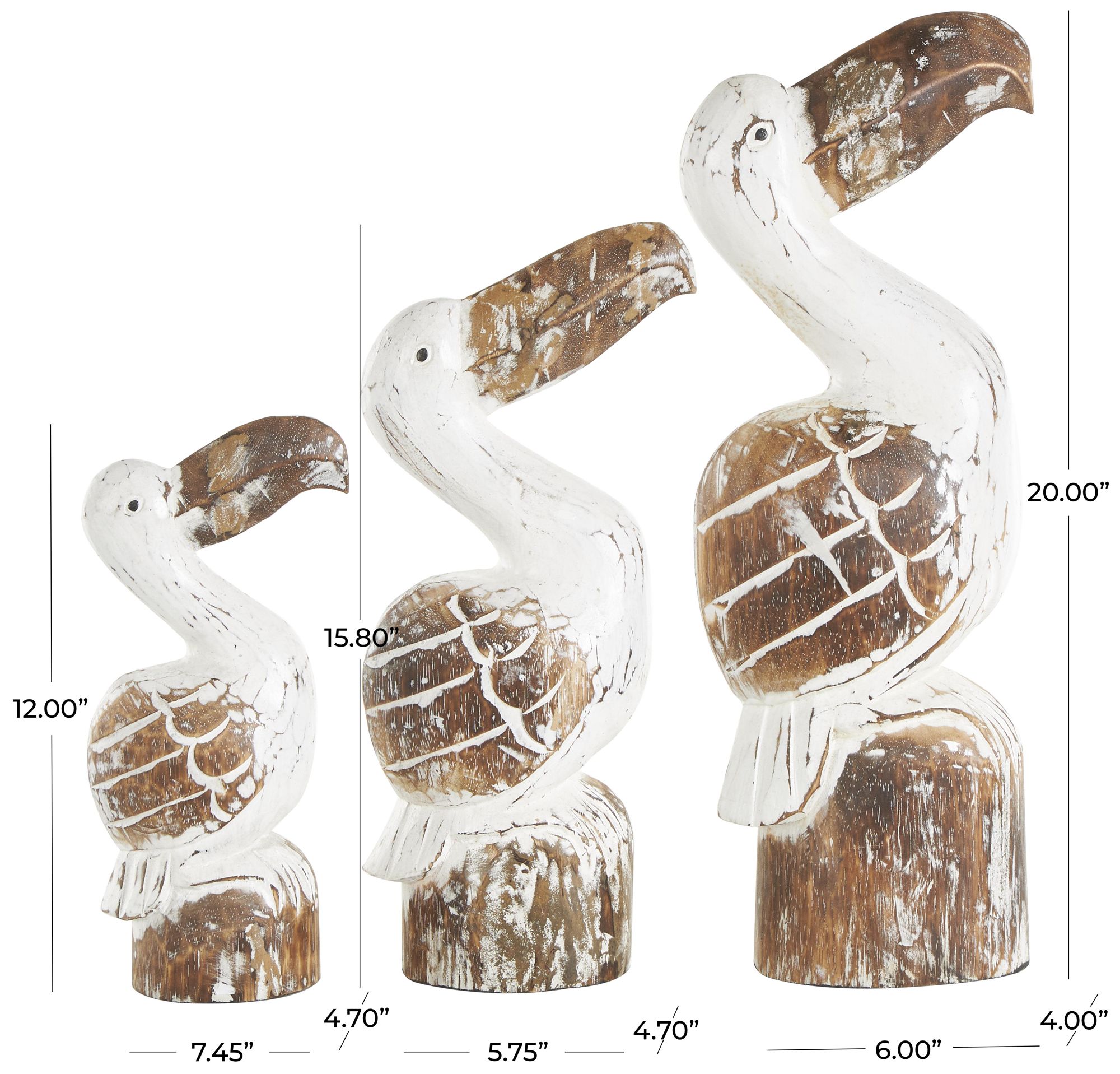 Image 7 White Wood Nautical Sculpture, S/3 20", 16", 12"H more views