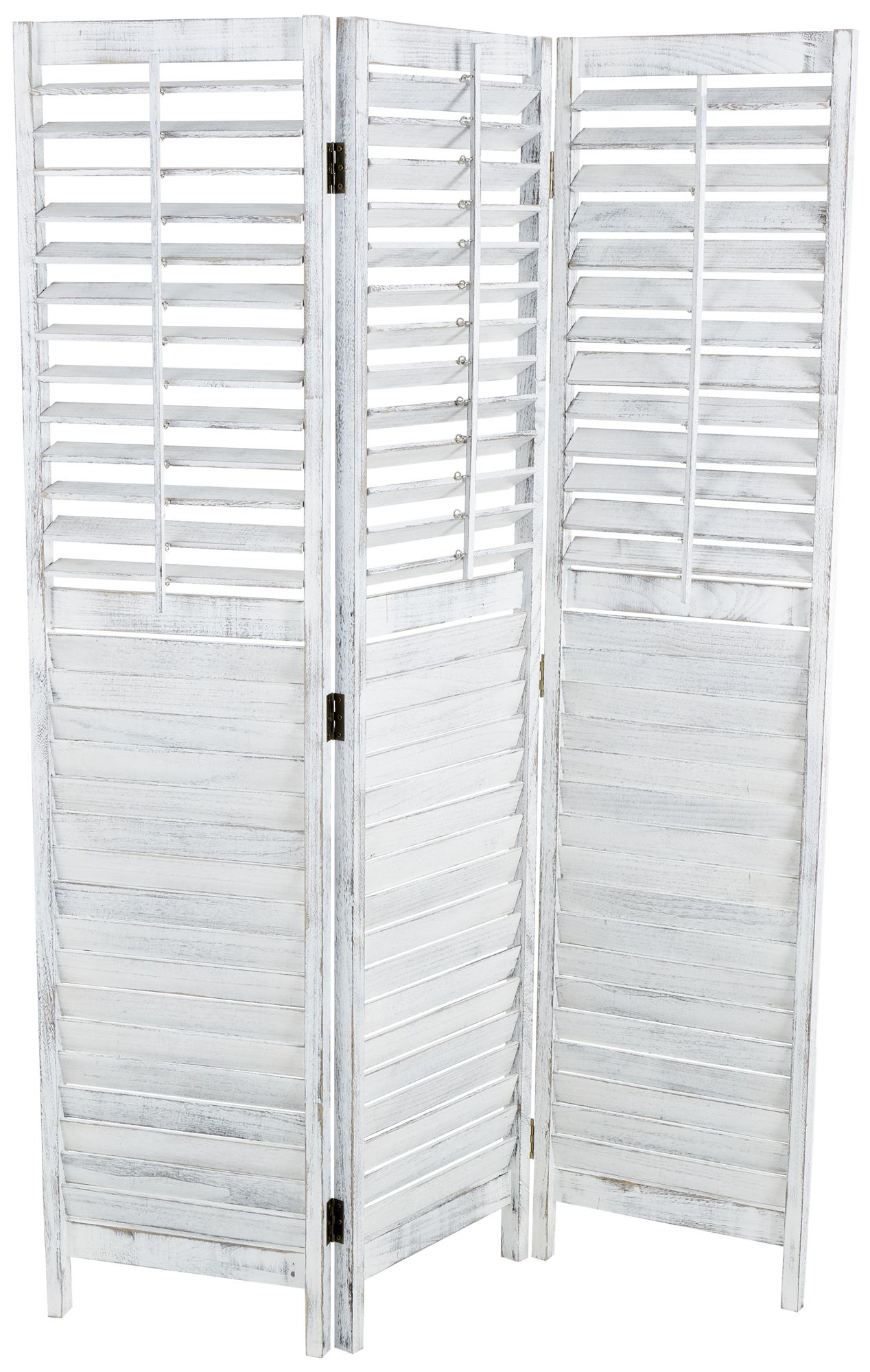 Image 2 White Wood Rustic Room Divider Screen, 47" x 1" x 67"