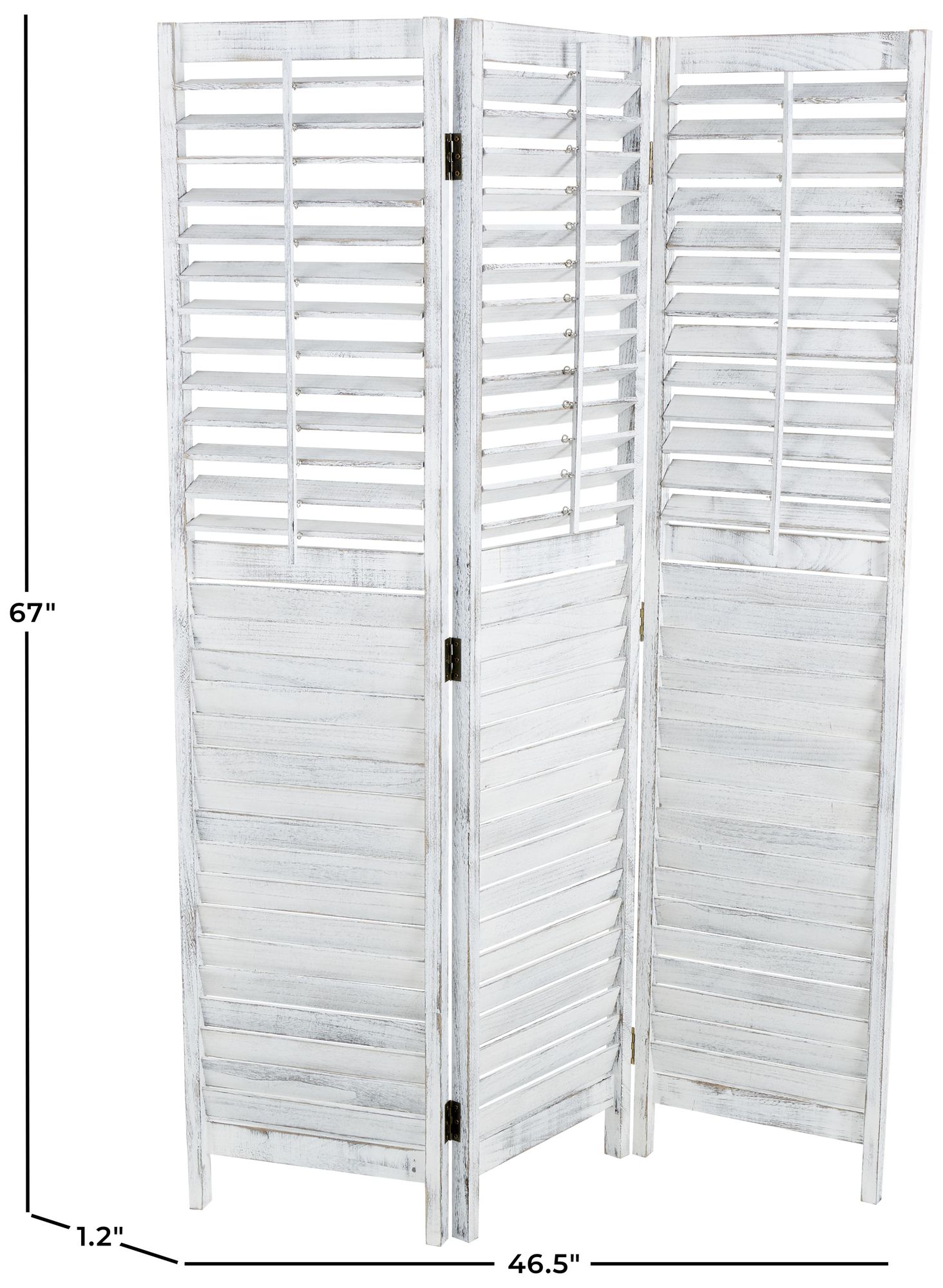 Image 7 White Wood Rustic Room Divider Screen, 47" x 1" x 67" more views