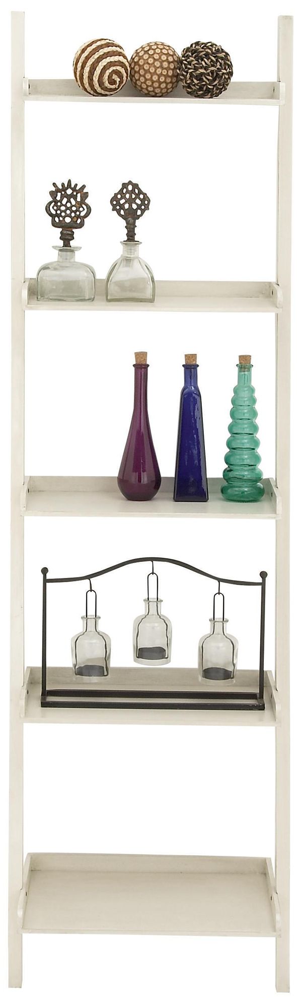 Image 4 White Wood Traditional Shelving Unit, 20" x 14" x 69" more views