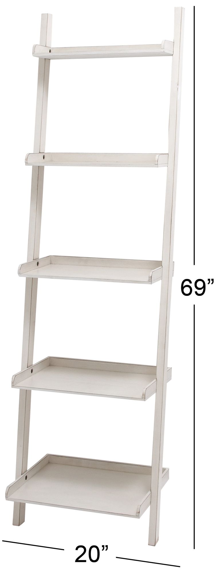 Image 5 White Wood Traditional Shelving Unit, 20" x 14" x 69" more views