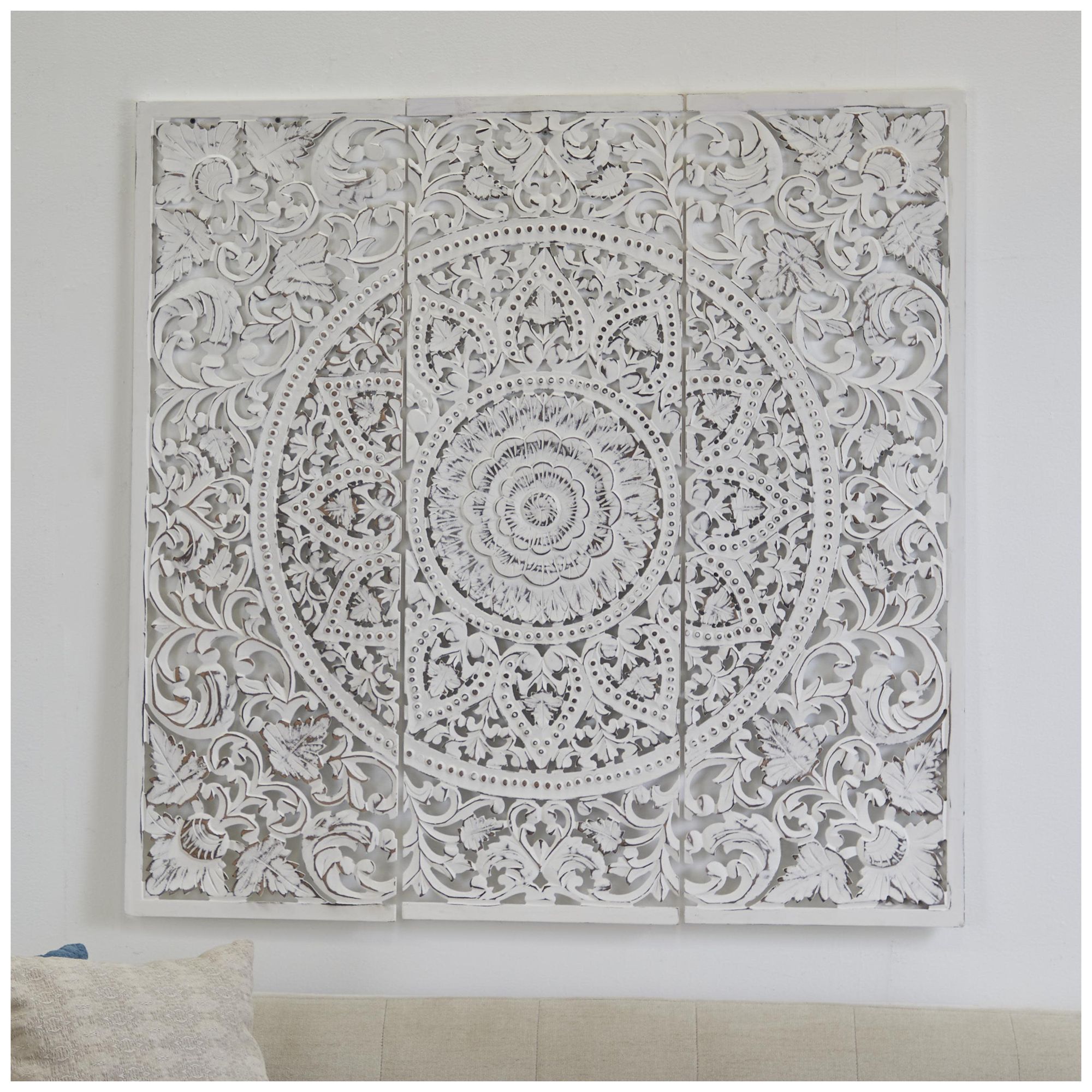 Image 4 White Wooden Bohemian Wall Decor, S/3 16"W, 48"H more views