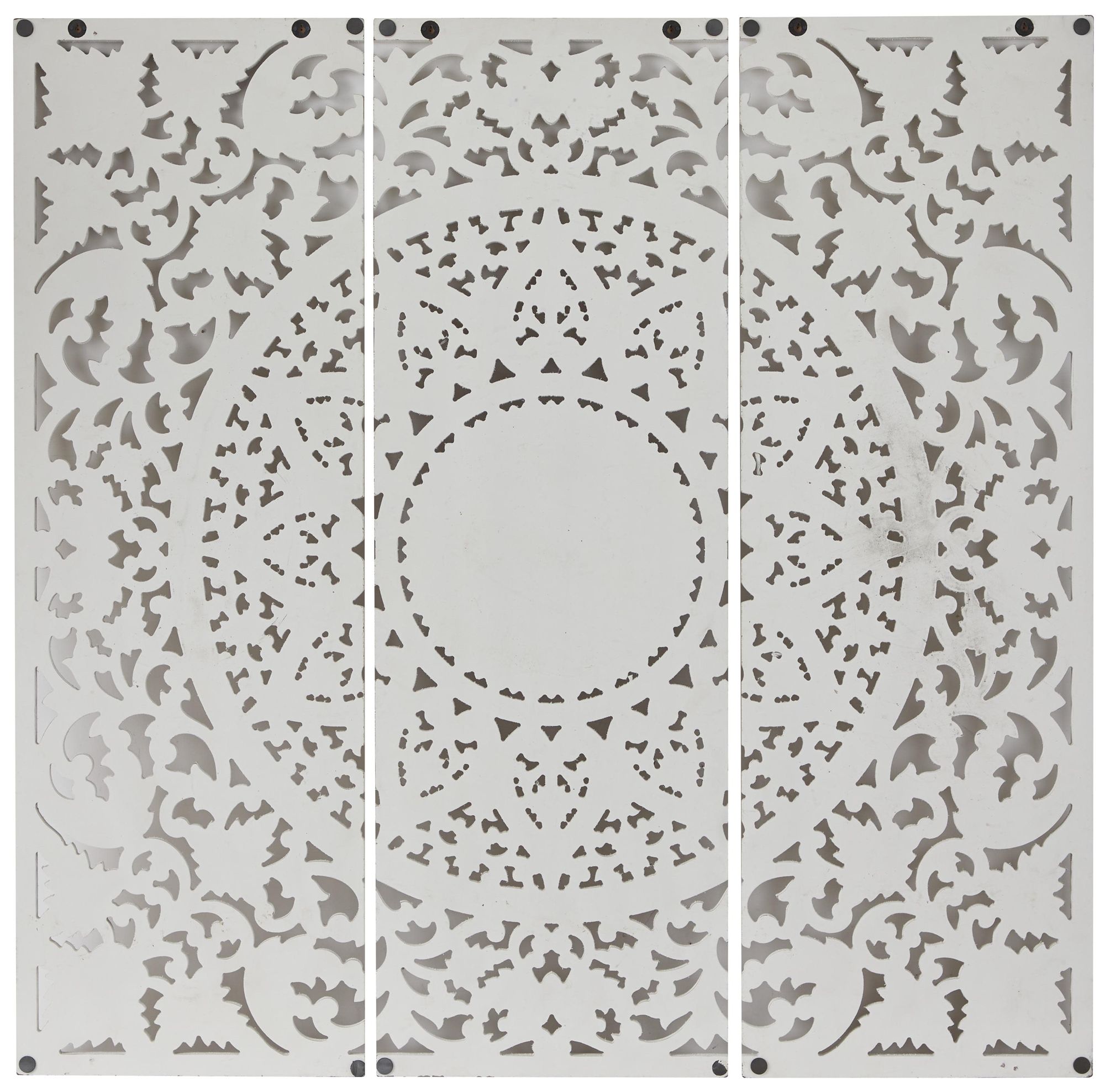 Image 5 White Wooden Bohemian Wall Decor, S/3 16"W, 48"H more views