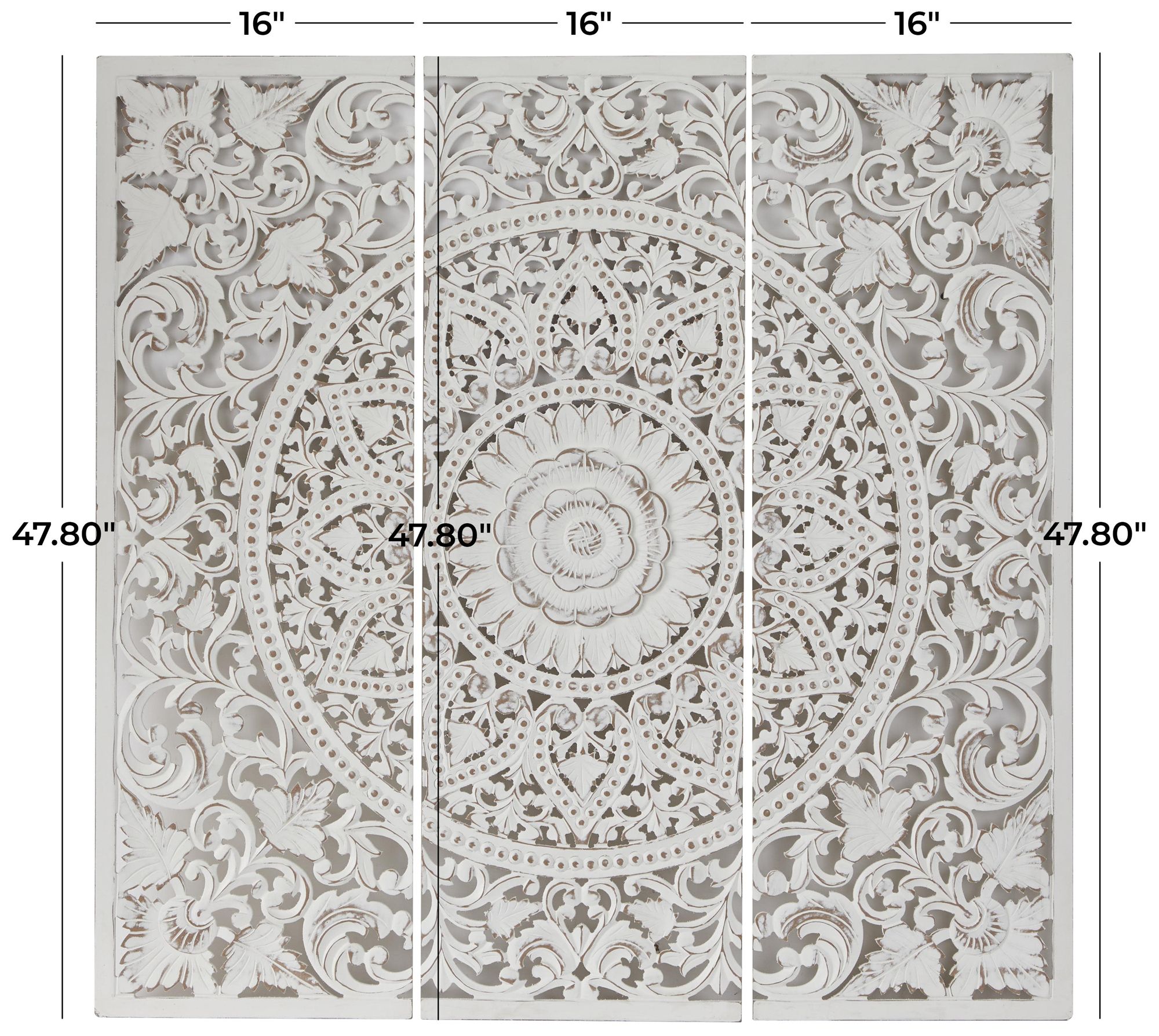 Image 7 White Wooden Bohemian Wall Decor, S/3 16"W, 48"H more views