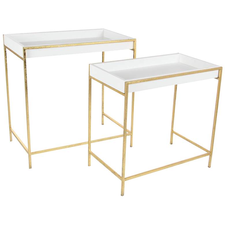 Image 1 White Wooden Contemporary Accent Table, S/2 22", 20"W