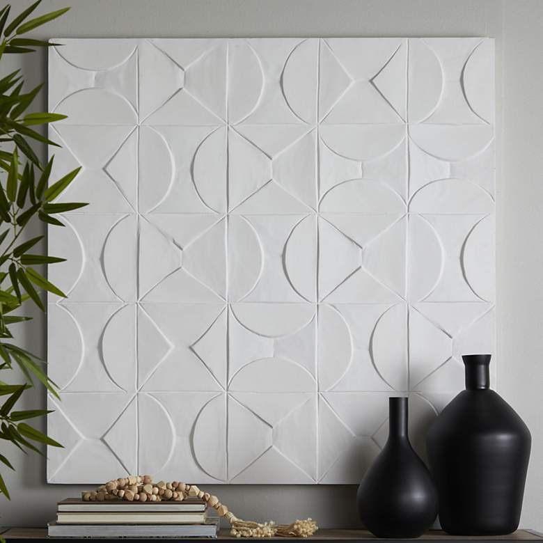 Image 1 White Wooden Contemporary Wall Decor, 40" x 2" x 40"