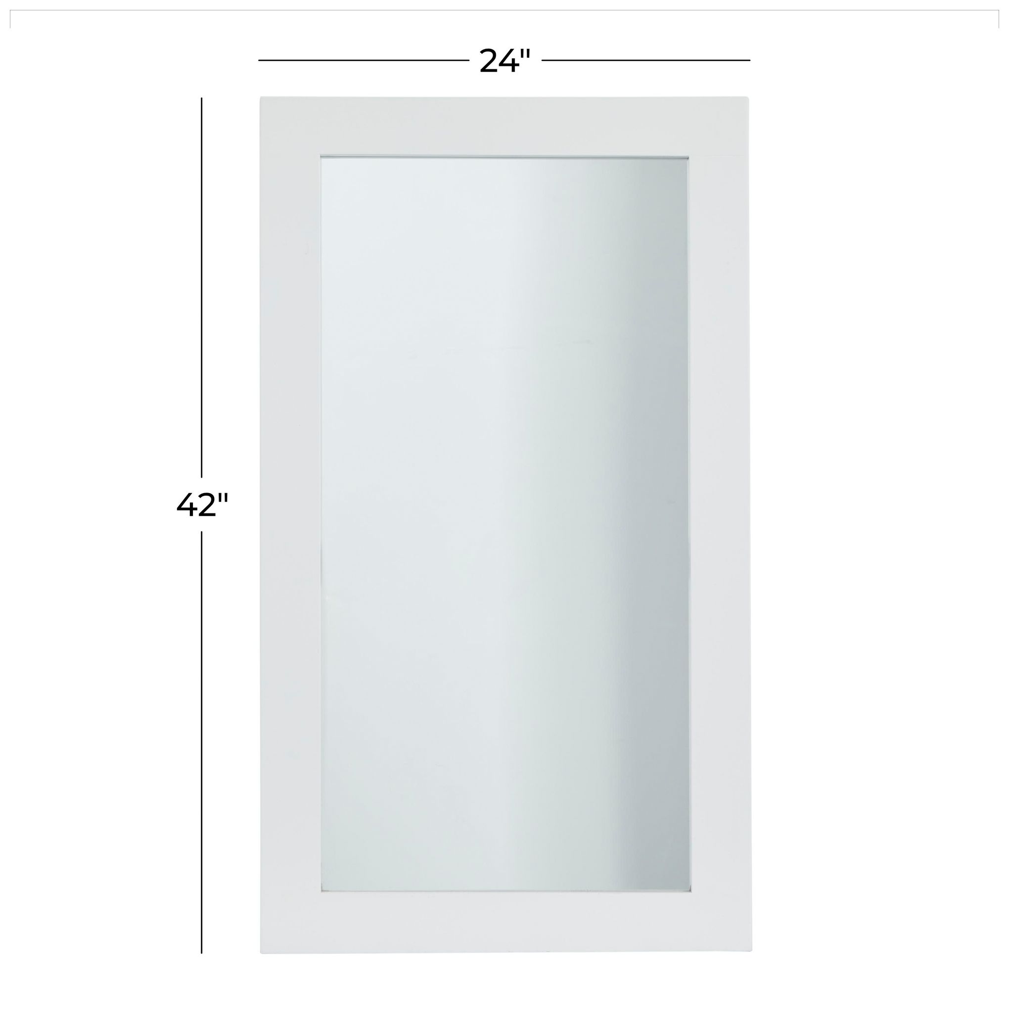 Image 6 White Wooden Contemporary Wall Mirror, 24" x 1" x 42 more views