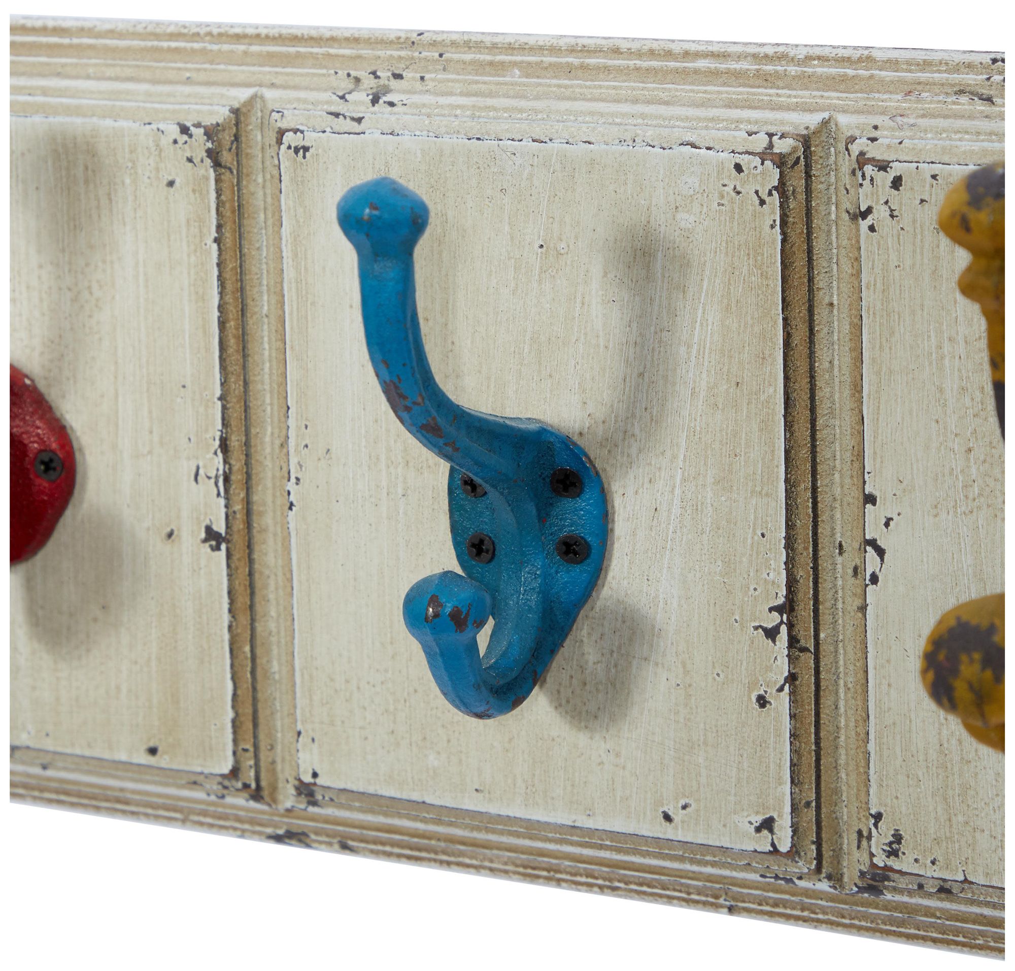 Image 2 White Wooden Farmhouse Wall Hook, 24" x 4" x 7" more views