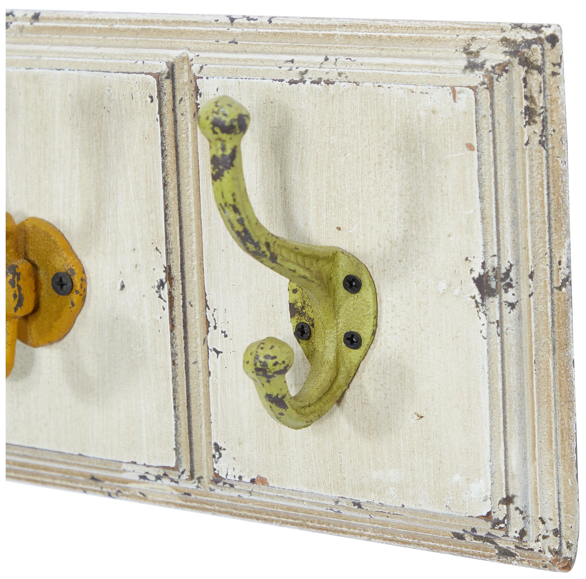 Image 3 White Wooden Farmhouse Wall Hook, 24" x 4" x 7" more views