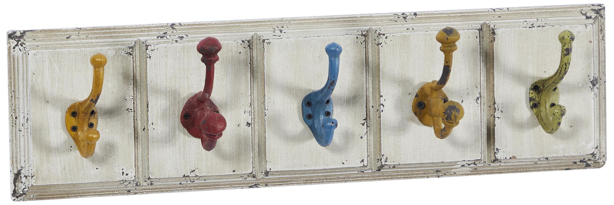 Image 6 White Wooden Farmhouse Wall Hook, 24" x 4" x 7" more views