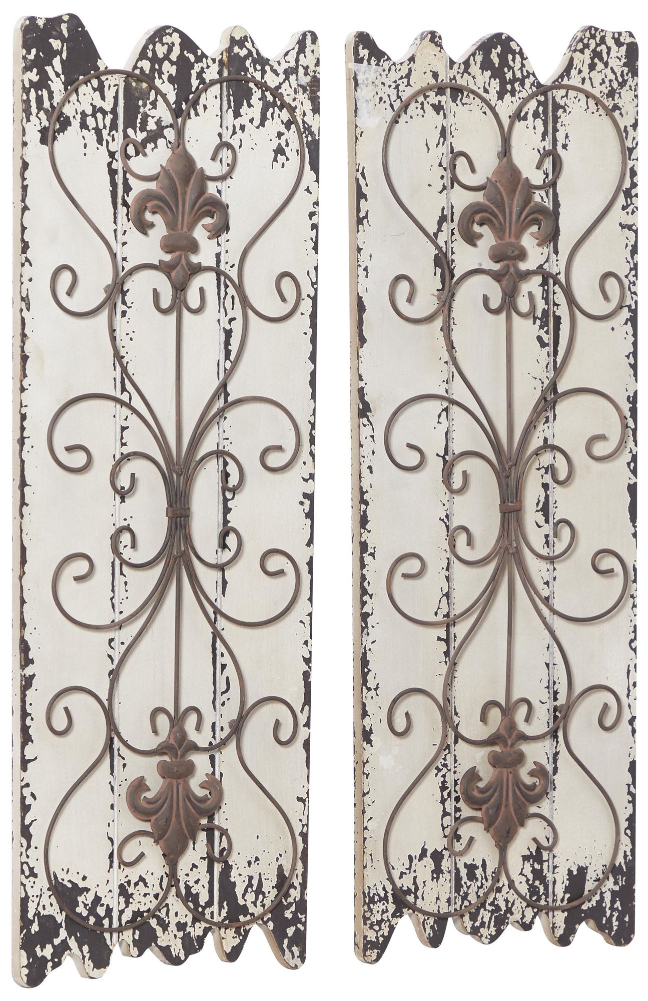 Image 6 White Wooden Rustic Wall Decor, S/2 11", 11"W more views