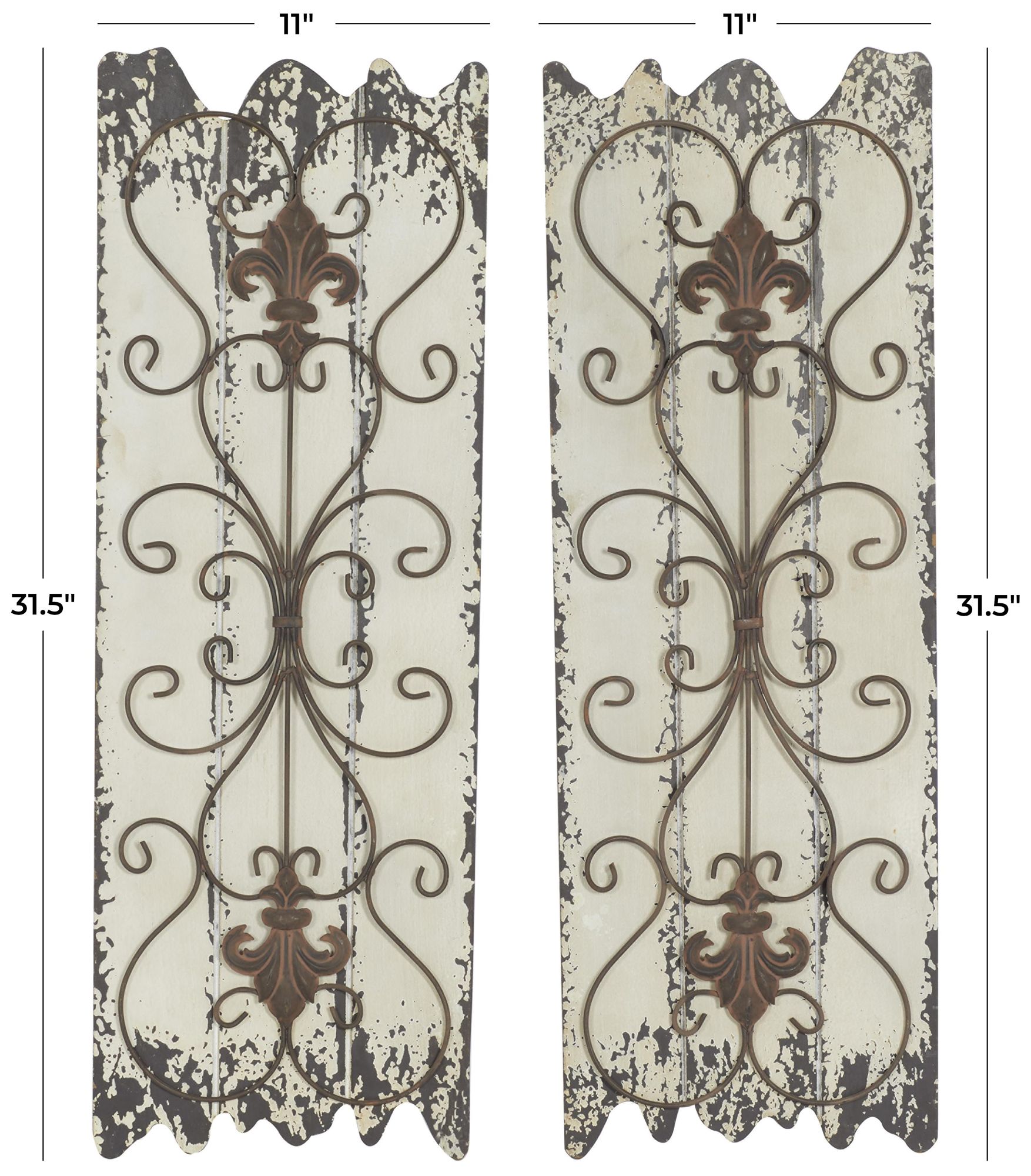 Image 7 White Wooden Rustic Wall Decor, S/2 11", 11"W more views