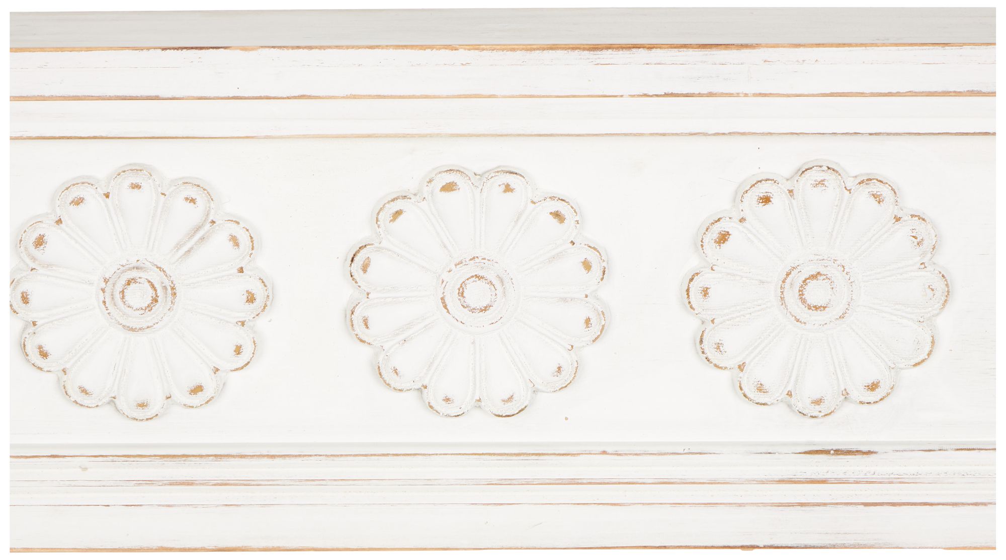 Image 3 White Wooden Vintage Wall Shelf, 72" x 8" x 10" more views
