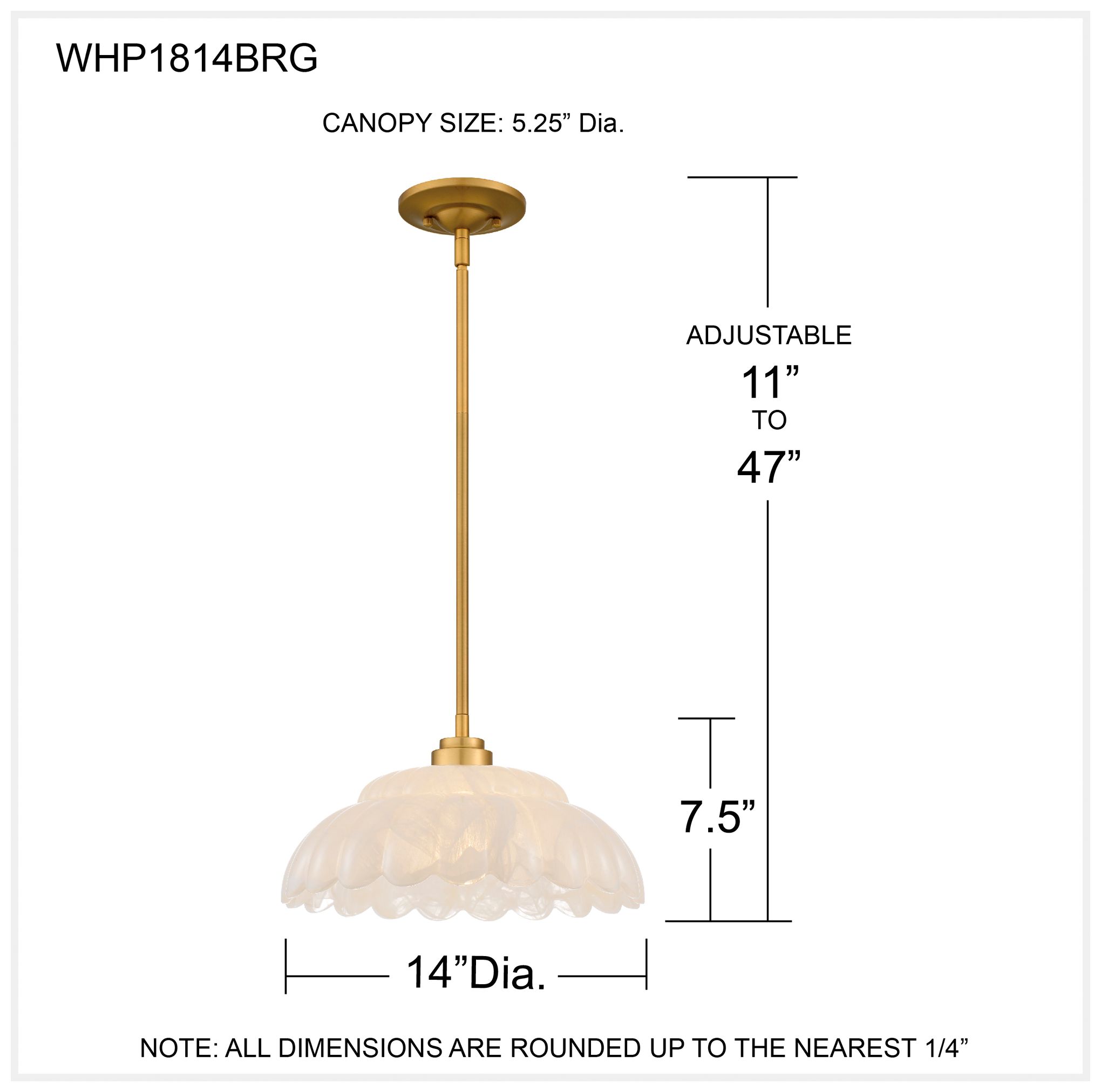 Whitecap 1-Light Brushed Gold Pendant Light