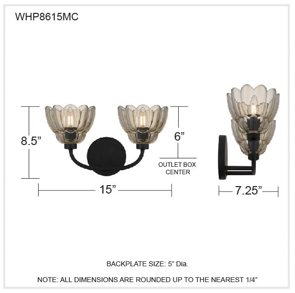 Whitecap 2-Light Mottled Cocoa Vanity Light