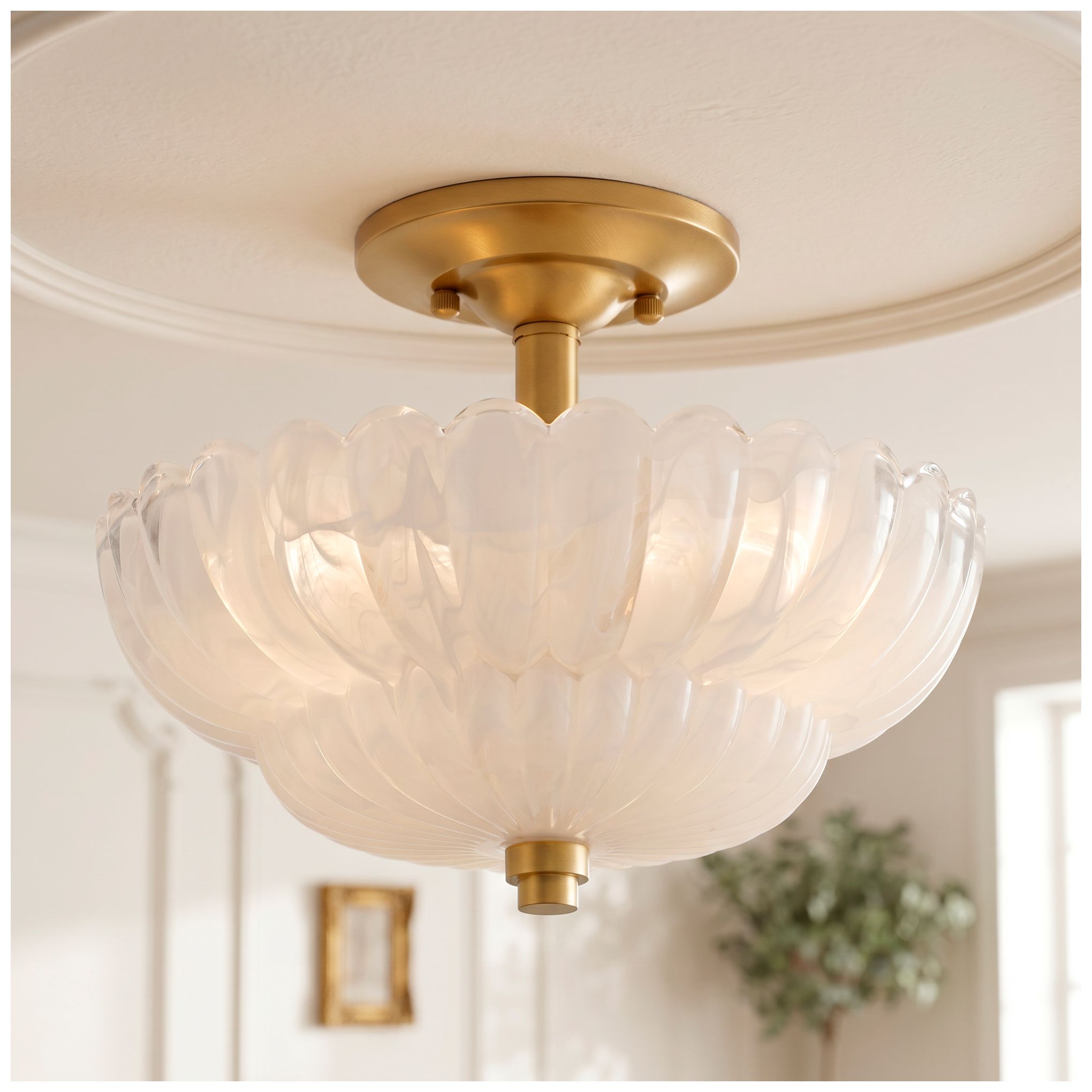 Thumbnail1 of Whitecap 3-Light Brushed Gold Semi-Flush Mount