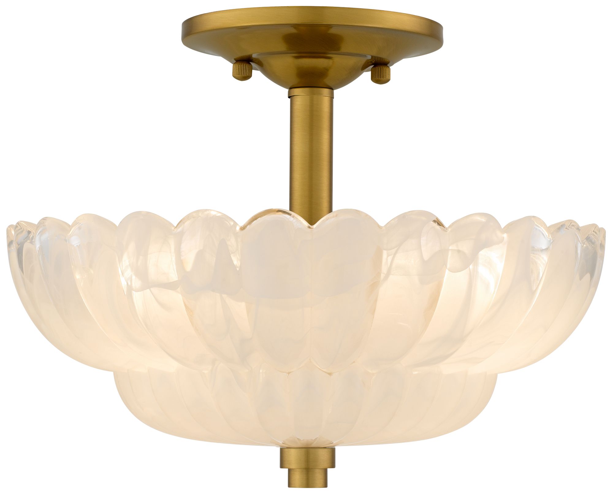 Thumbnail4 of Whitecap 3-Light Brushed Gold Semi-Flush Mount more views