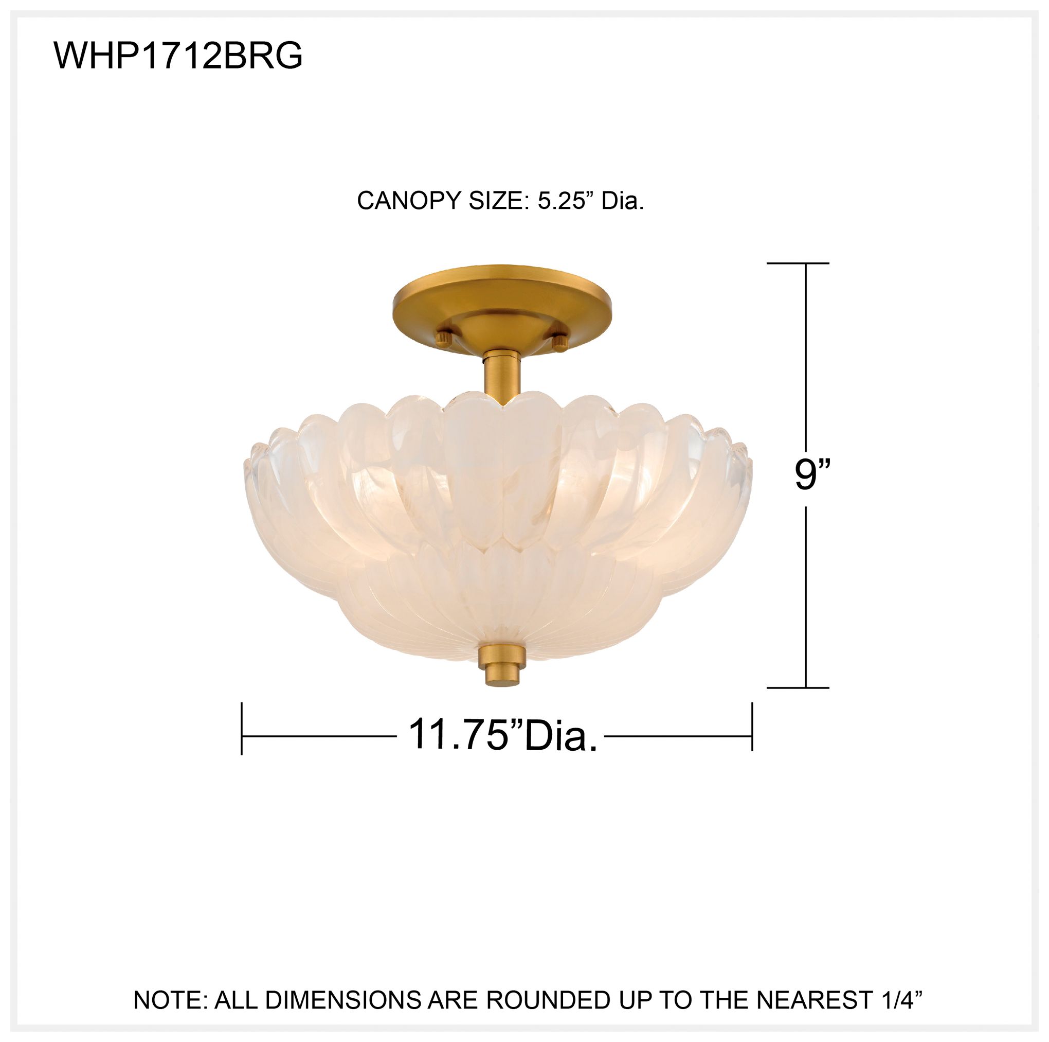 Whitecap 3-Light Brushed Gold Semi-Flush Mount