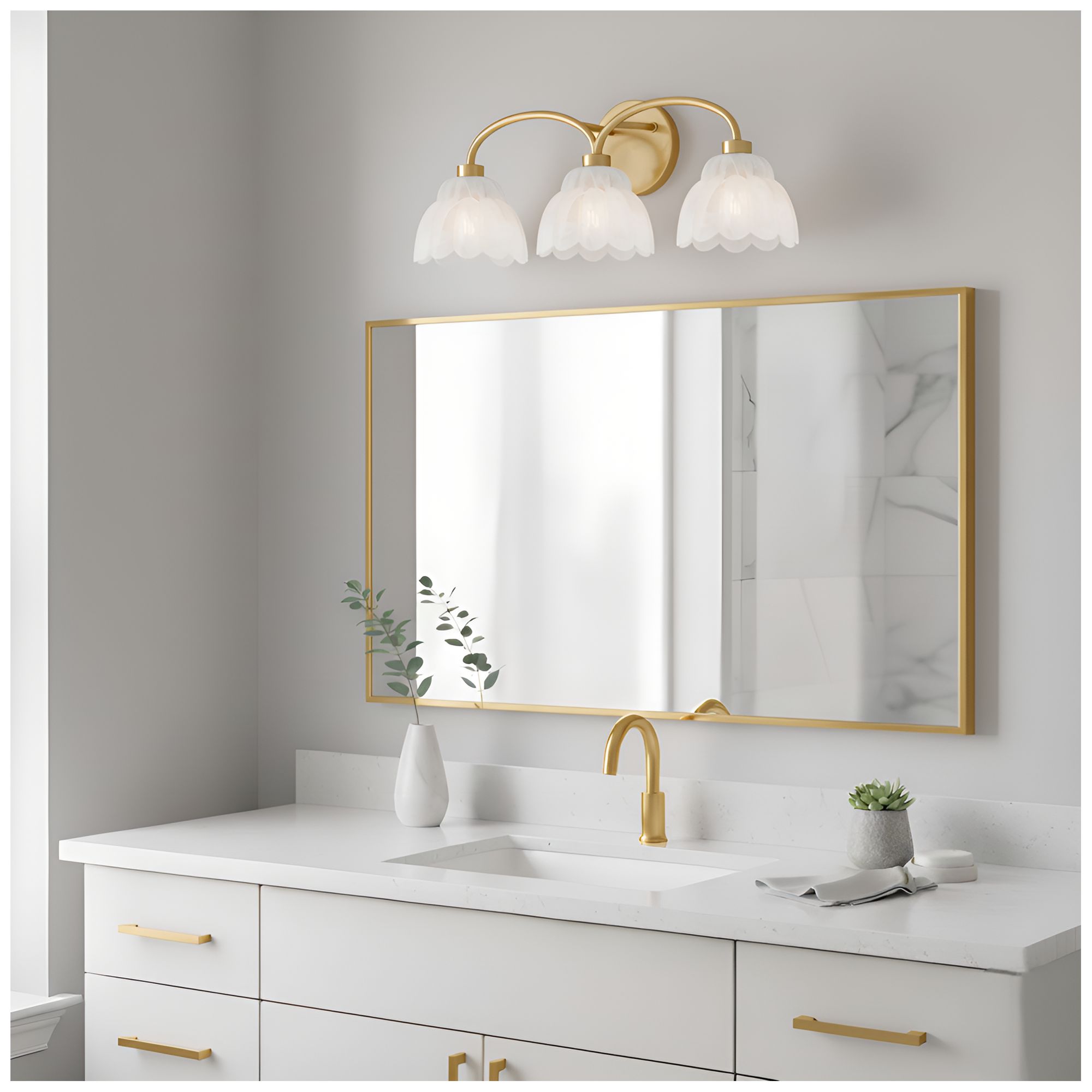 Image 7 Whitecap 3-Light Brushed Gold Vanity Light more views