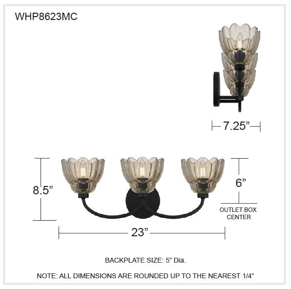 Whitecap 3-Light Mottled Cocoa Vanity Light