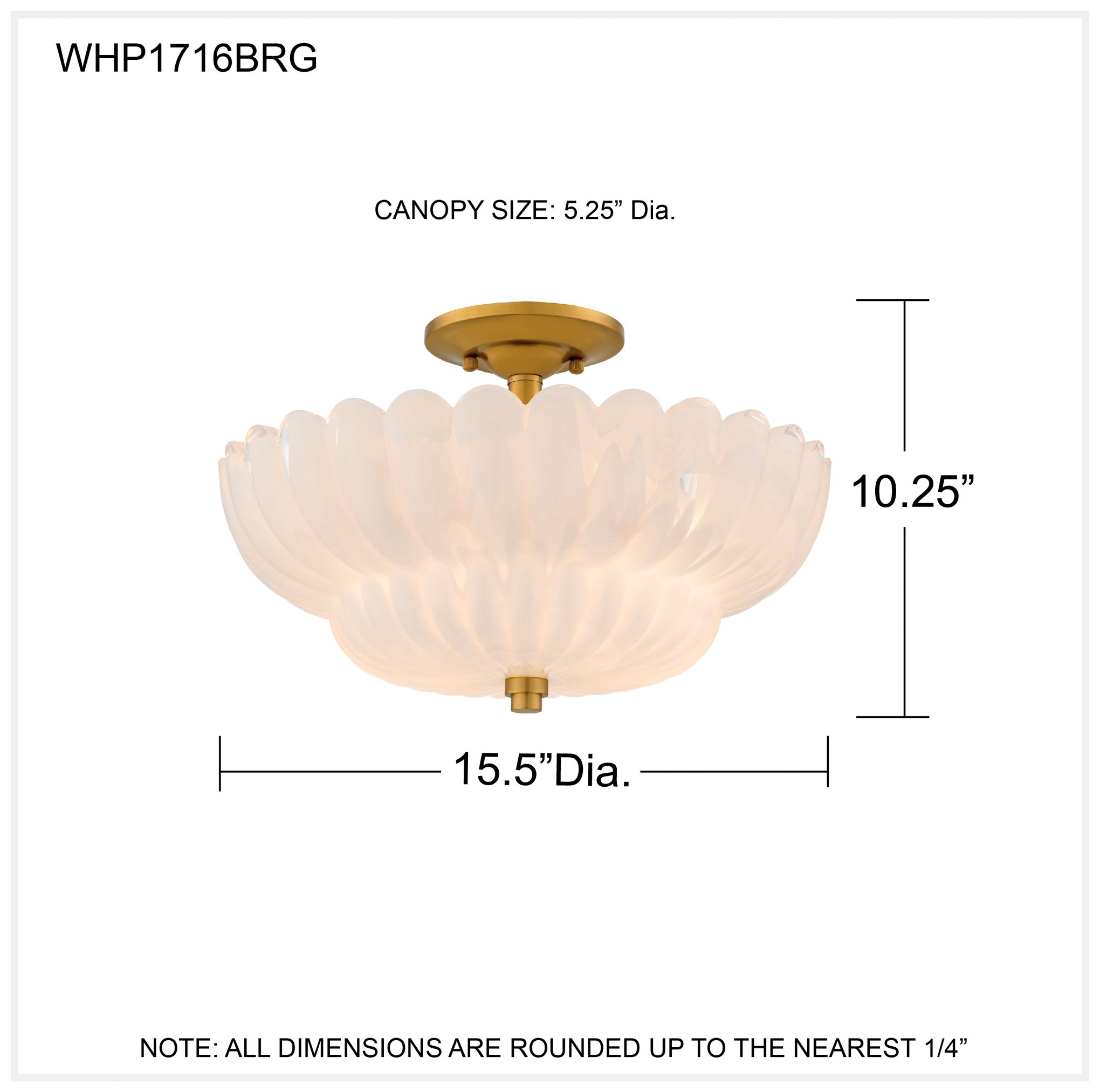 Whitecap 4-Light Brushed Gold Semi-Flush Mount