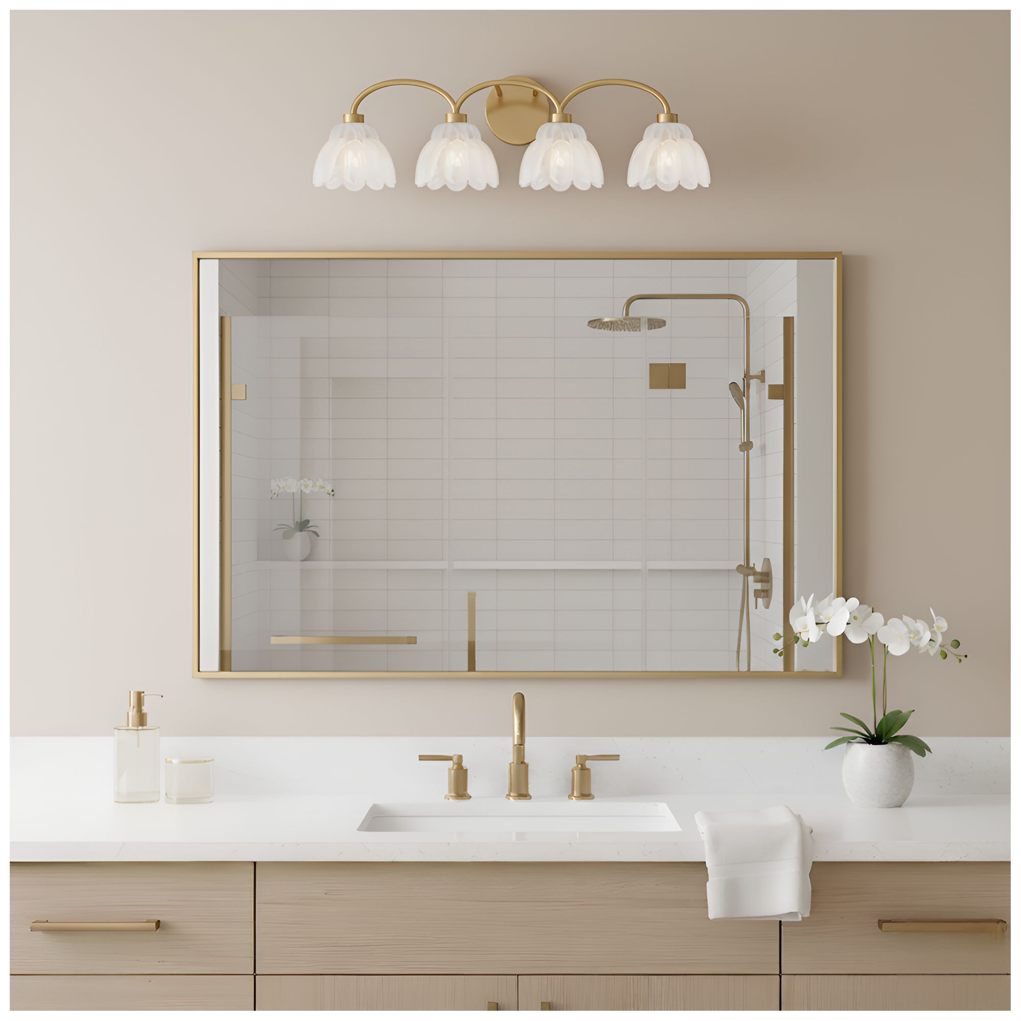 Whitecap 4-Light Brushed Gold Vanity Light