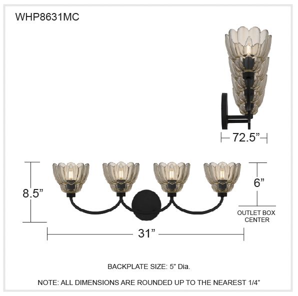 Whitecap 4-Light Mottled Cocoa Vanity Light
