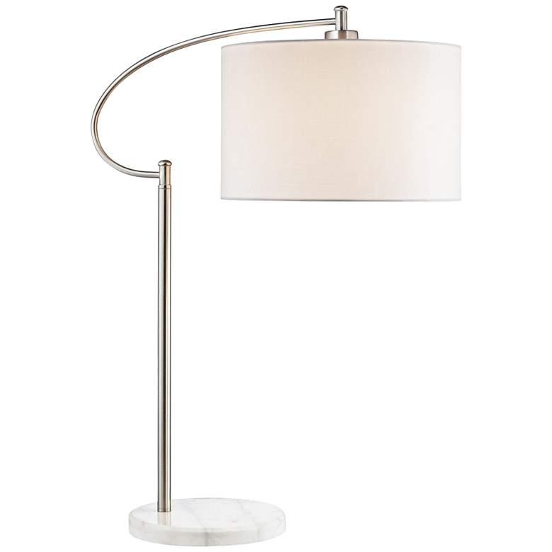 Image 1 Whitecrane Satin Nickel and White Metal Table Lamp