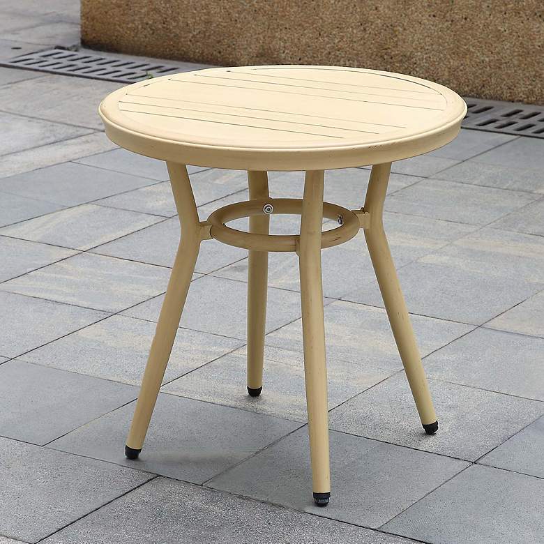 Image 1 Whitelion 22" Wide Natural Tone Outdoor Round Dining Table