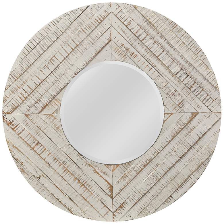 Image 1 Whitewash Natural Wood 36 inch Round Wall Mirror