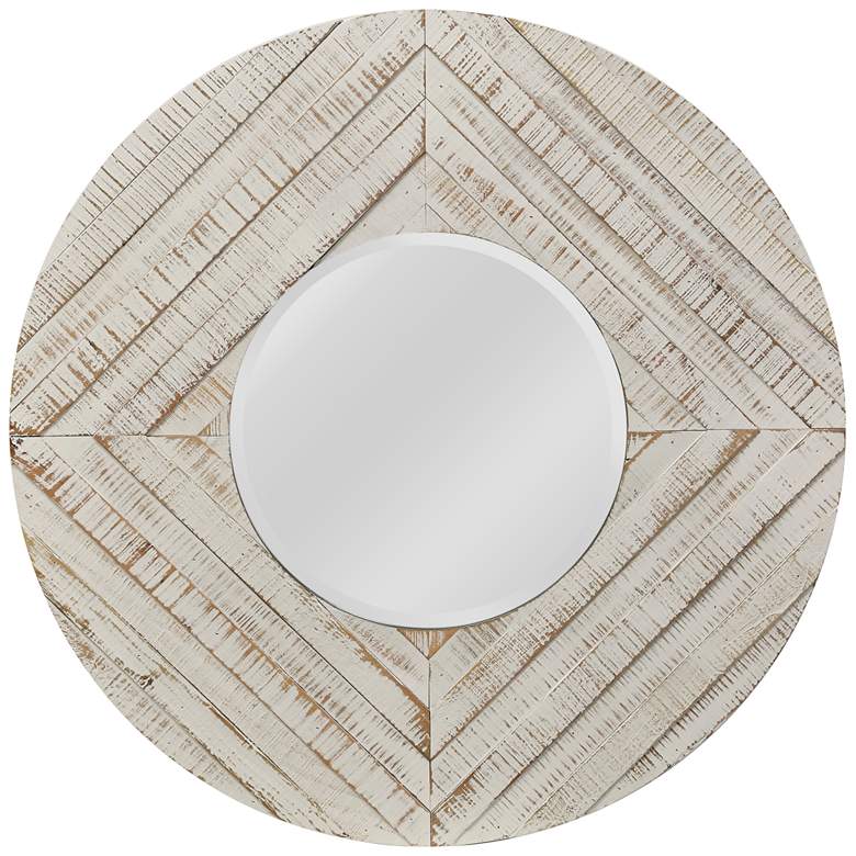Image 1 Whitewash Natural Wood 36" Round Wall Mirror