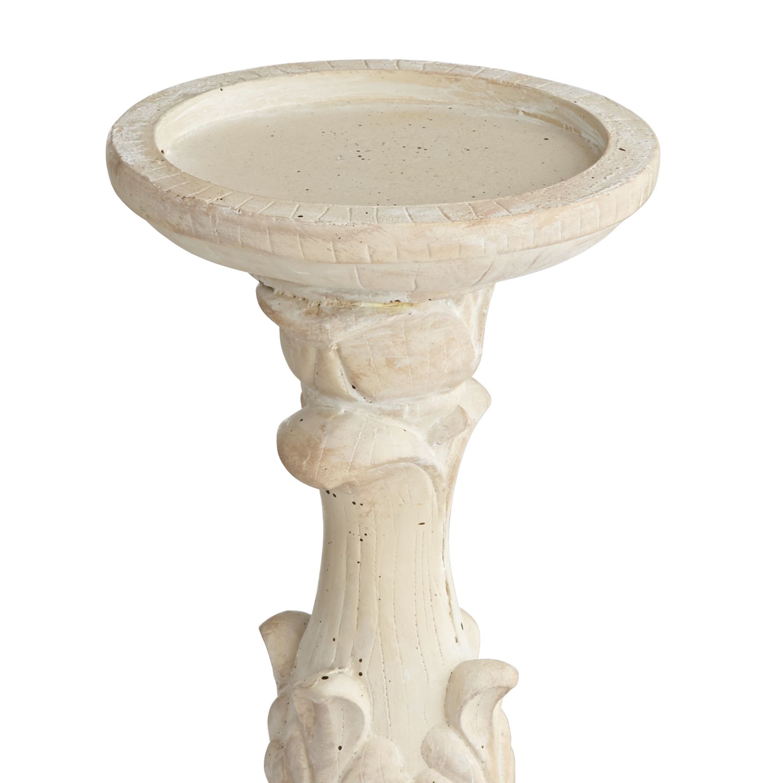 Whitewashed Carved Pillar Candle Holders Set of 3 76Y80 Lamps Plus