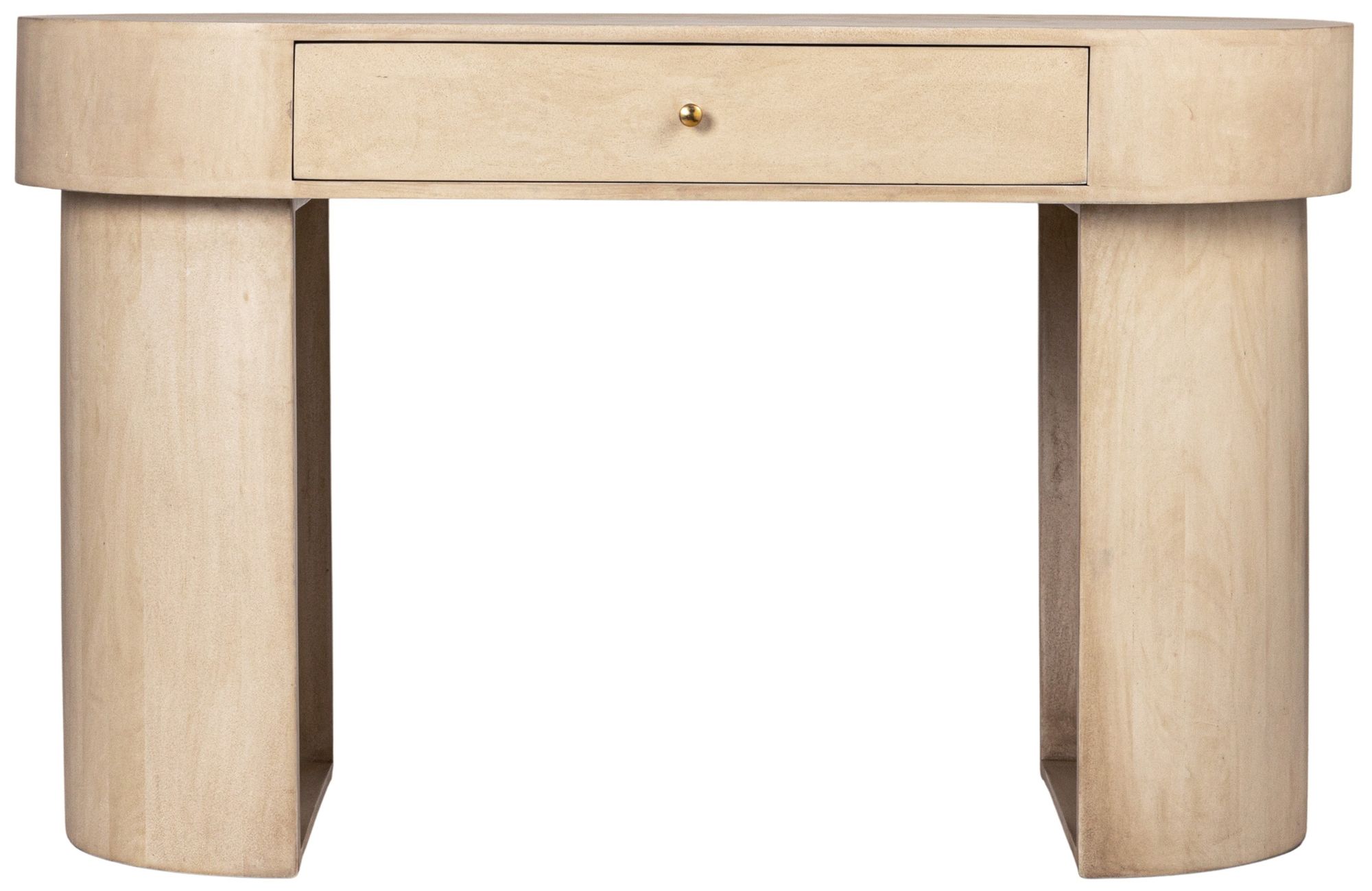 Image 4 Whitewashed Oval Mango Wood Desk with Drawer, Whitewashed more views