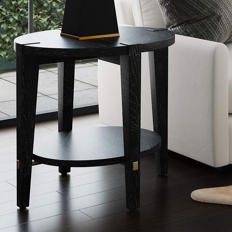 Image 2 Whitfield 24 inch Black Round End Table