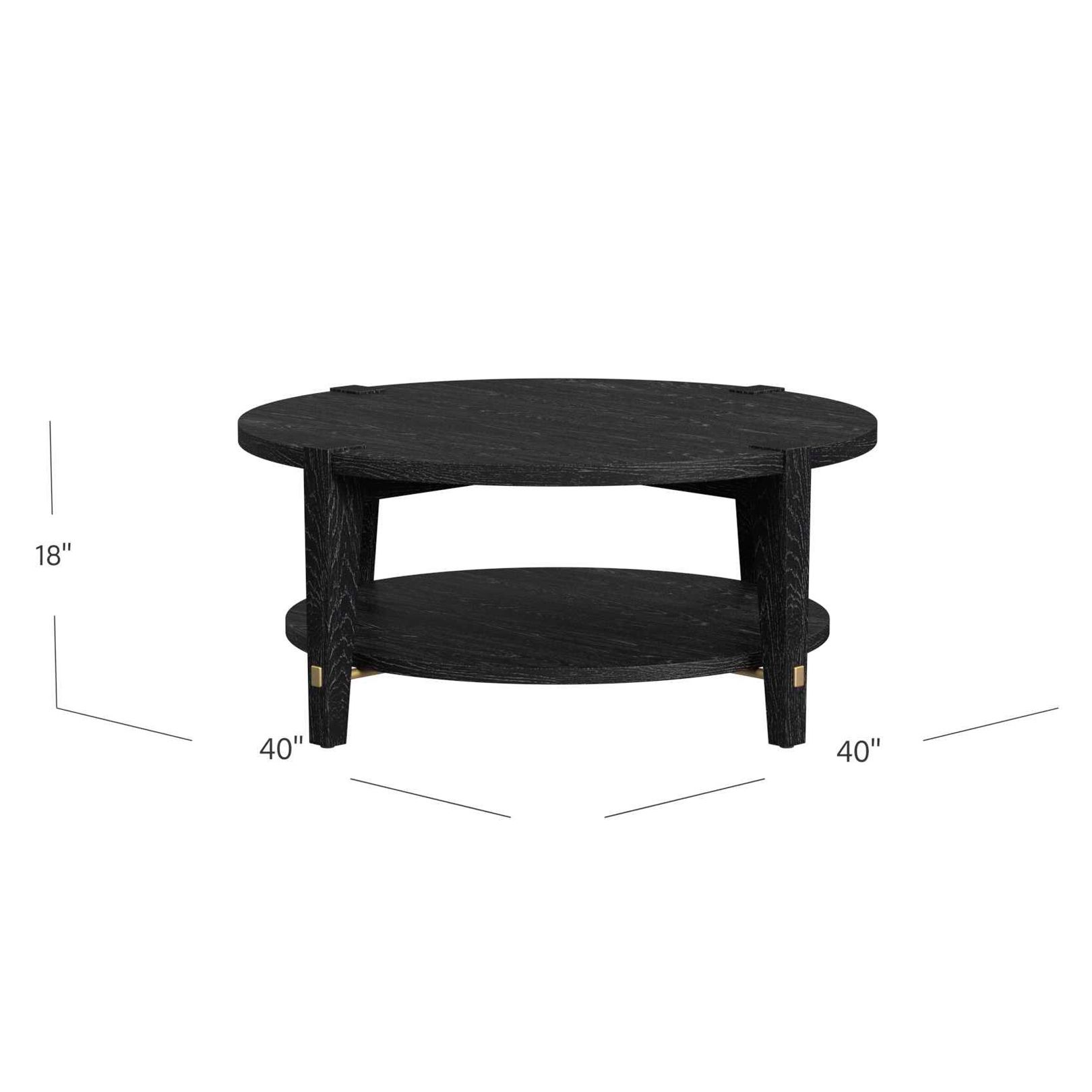 Whitfield 40" Wide Black Round Cocktail Table