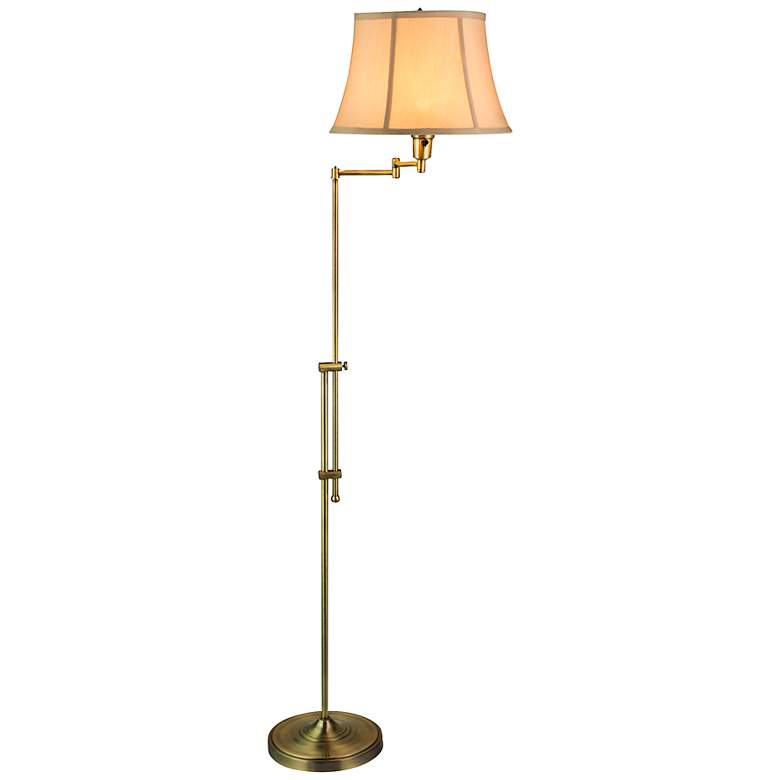 Image 1 Whitfield Antique Brass Swing Arm Floor Lamp