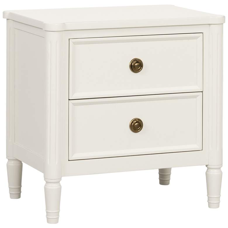Image 1 Whitfield Modern French White 2 Drawer Nightstand With USB Charging Ports