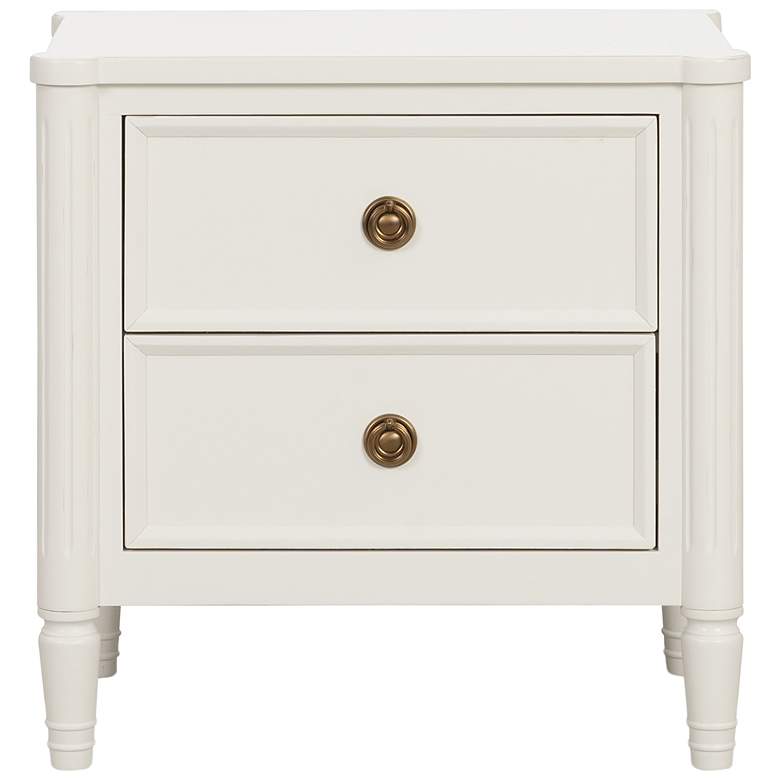 Image 4 Whitfield Modern French White 2 Drawer Nightstand With USB Charging Ports more views