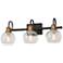 Whiting 22 1/2" Wide Black and Gold 3-Light Bath Light